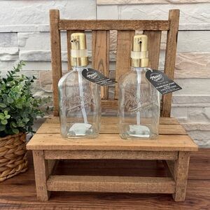 🆕 Set of 2 | Mason Glass Soap Dispensers with Gold Pumps!